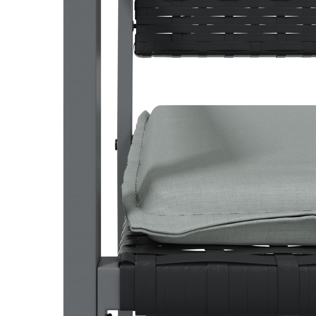 vidaXL Chaises de jardin avec coussins 4 pcs Noir 54x62,5x89cm Résine tressée