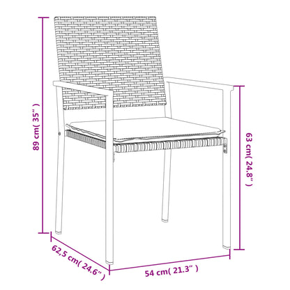 vidaXL Chaises de jardin avec coussins 4 pcs Noir 54x62,5x89cm Résine tressée