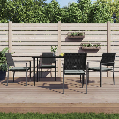 vidaXL Chaises de jardin avec coussins 4 pcs Noir 54x62,5x89cm Résine tressée