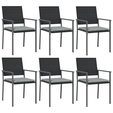 vidaXL Chaises de jardin avec coussins 6 pcs Noir 54x62,5x89 cm Résine tressée