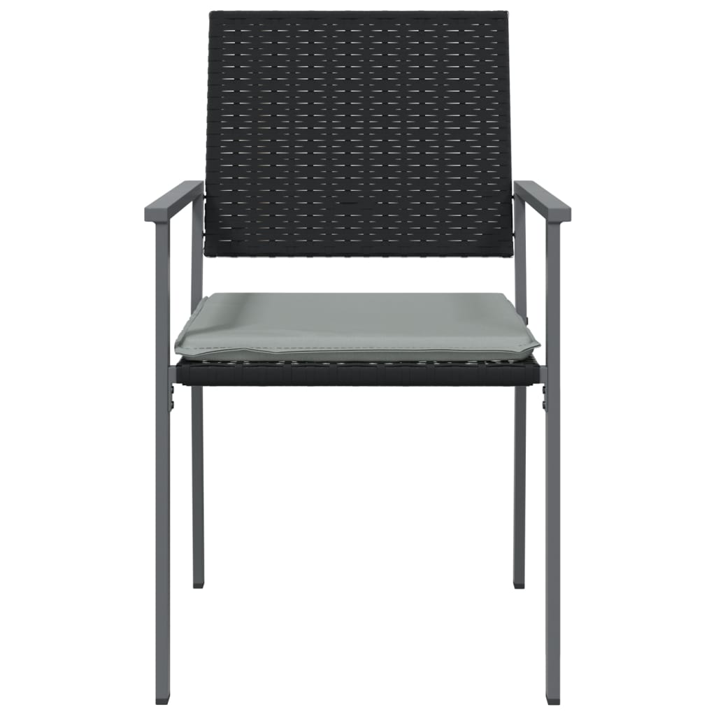 vidaXL Chaises de jardin avec coussins 6 pcs Noir 54x62,5x89 cm Résine tressée