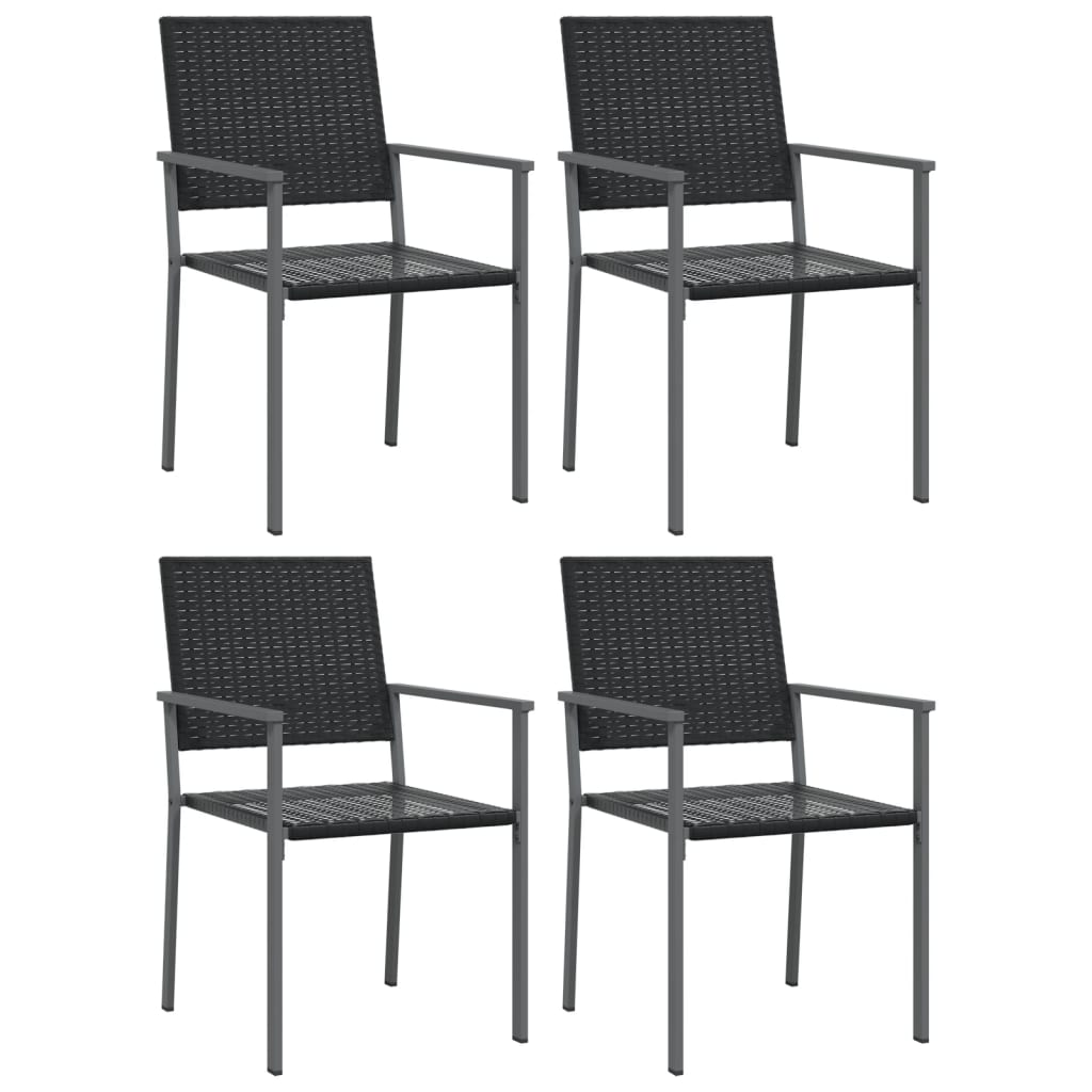 vidaXL Chaises de jardin 4 pcs Noir 54x62,5x89 cm Résine tressée