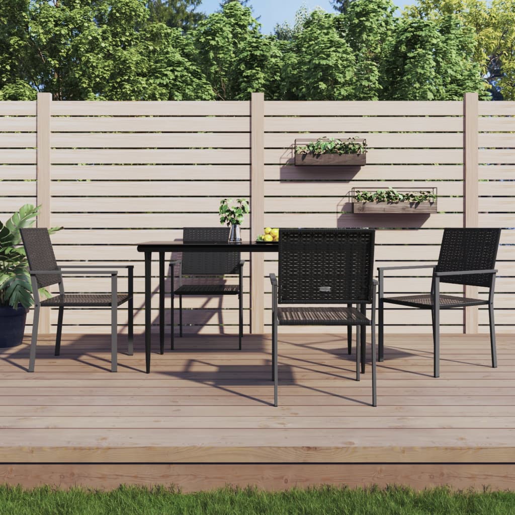 vidaXL Chaises de jardin 4 pcs Noir 54x62,5x89 cm Résine tressée