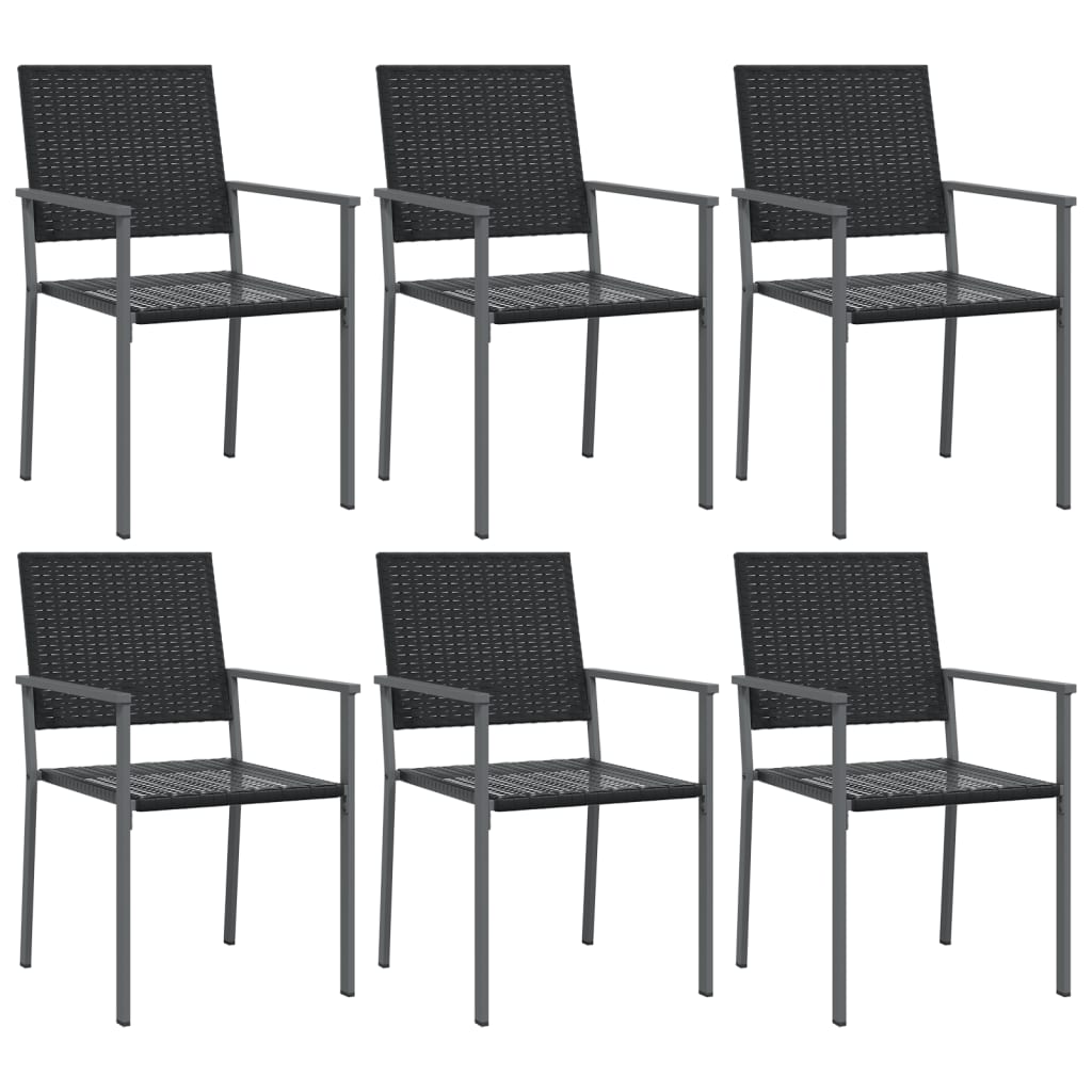 vidaXL Chaises de jardin 6 pcs Noir 54x62,5x89 cm Résine tressée
