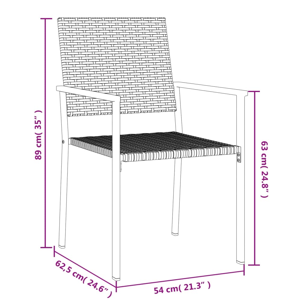 vidaXL Chaises de jardin 6 pcs Noir 54x62,5x89 cm Résine tressée