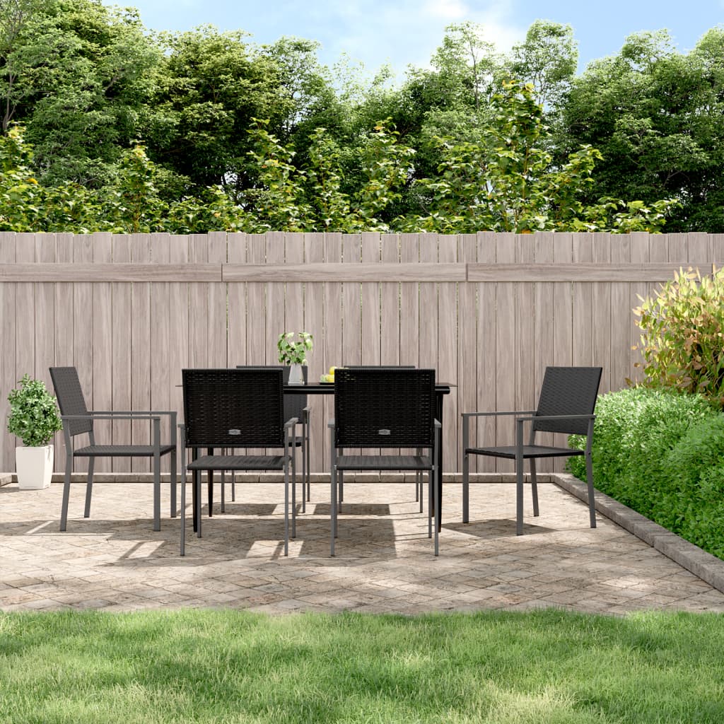 vidaXL Chaises de jardin 6 pcs Noir 54x62,5x89 cm Résine tressée
