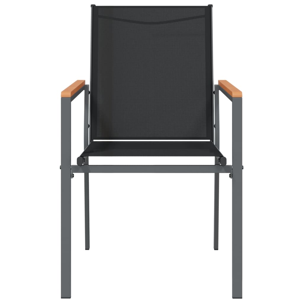 vidaXL Chaises de jardin 4 pcs Noir 55x61,5x90 cm textilène et acier