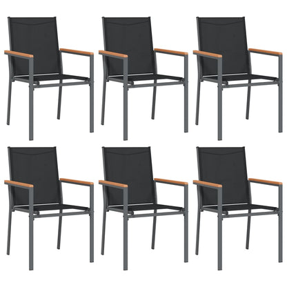 vidaXL Chaises de jardin 6 pcs Noir 55x61,5x90 cm textilène et acier