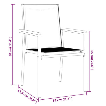 vidaXL Chaises de jardin 6 pcs Noir 55x61,5x90 cm textilène et acier