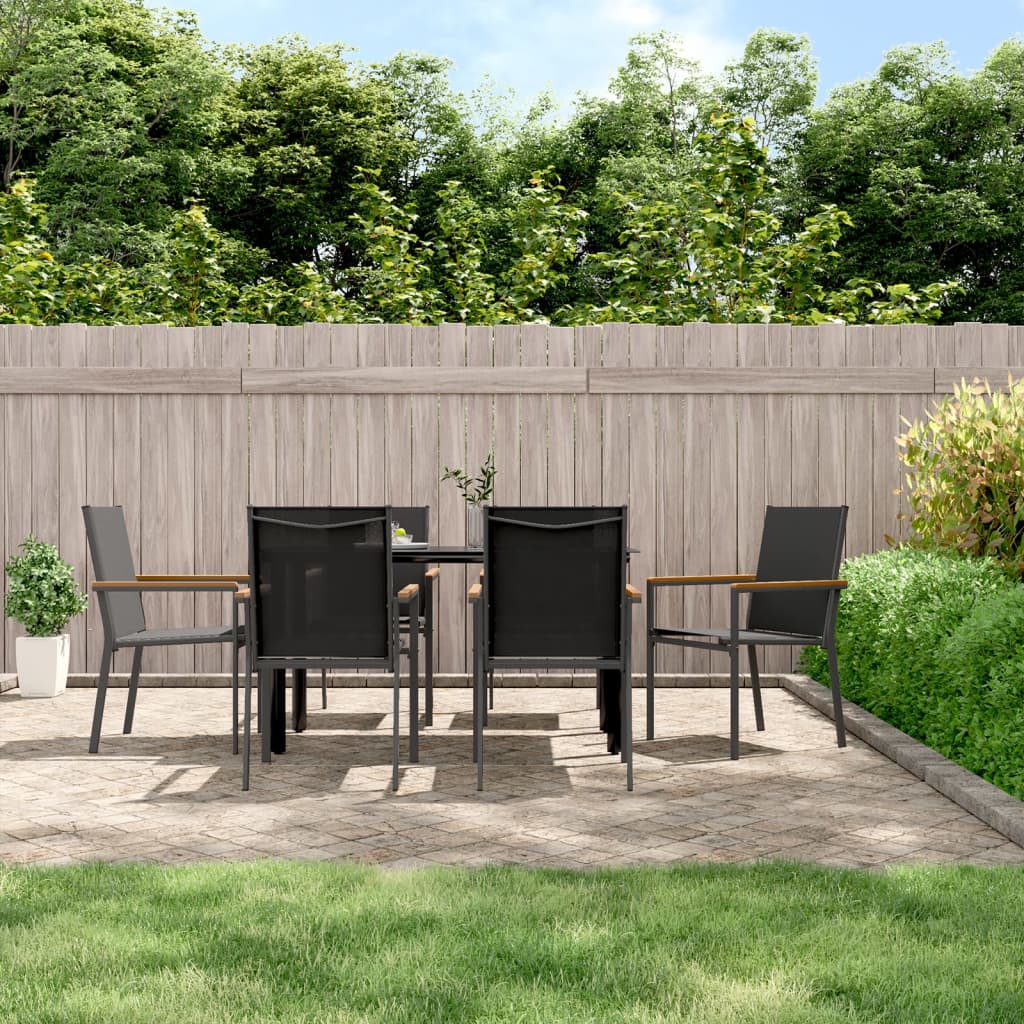 vidaXL Chaises de jardin 6 pcs Noir 55x61,5x90 cm textilène et acier
