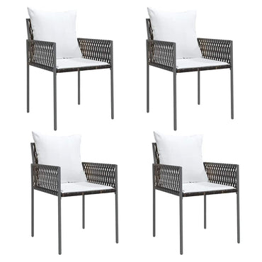 vidaXL Chaises de jardin avec coussins 4 pcs Marron 54x61x83 cm Résine tressée