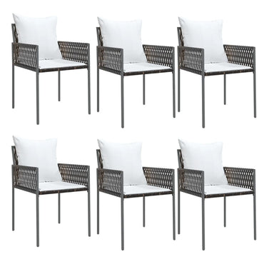 vidaXL Chaises de jardin avec coussins 6 pcs Marron 54x61x83 cm Résine tressée