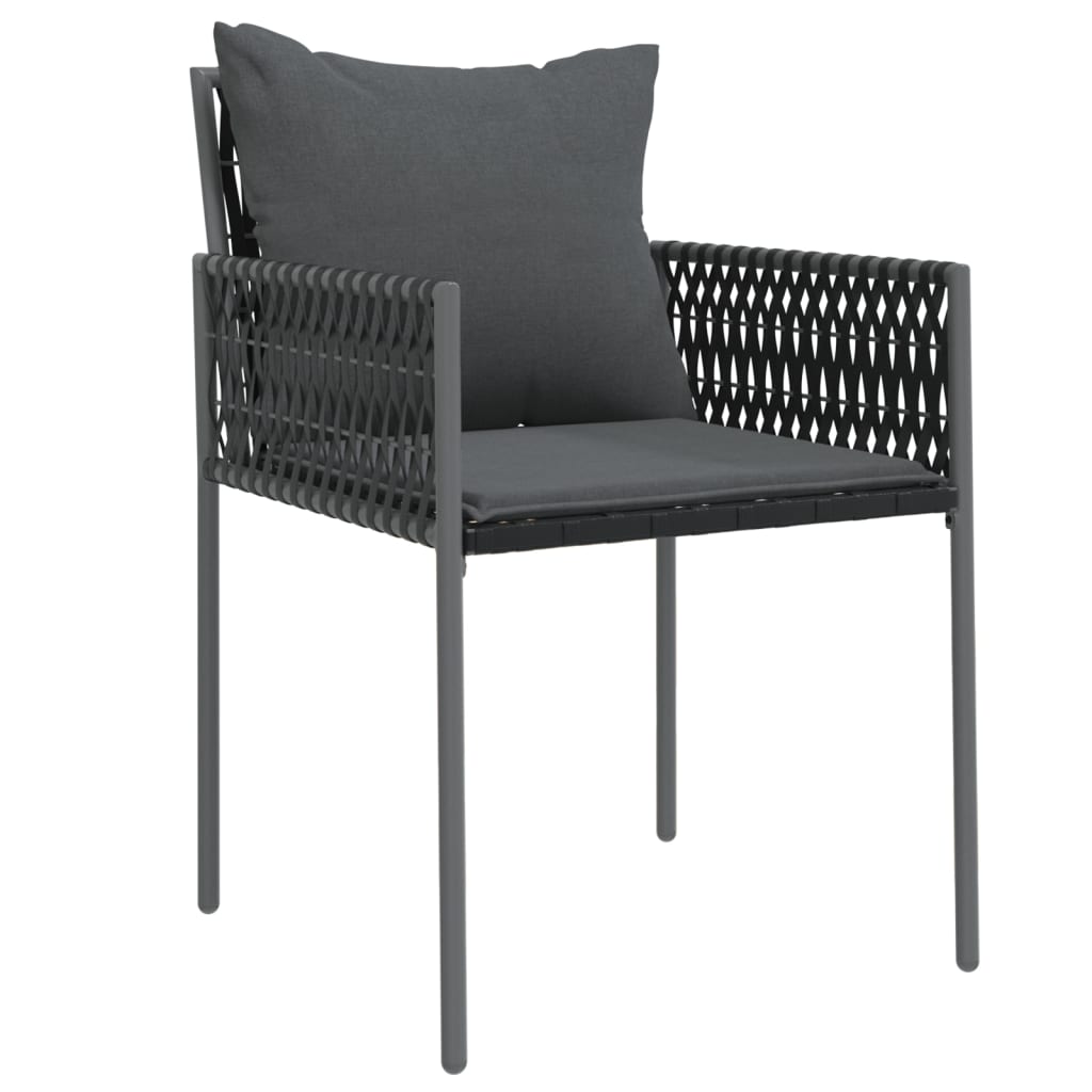 vidaXL Chaises de jardin avec coussins 4 pcs Noir 54x61x83 cm Résine tressée