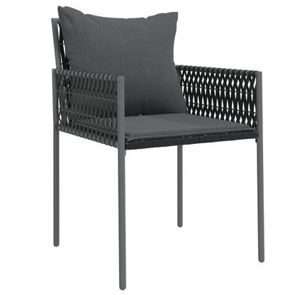 vidaXL Chaises de jardin avec coussins 4 pcs Noir 54x61x83 cm Résine tressée