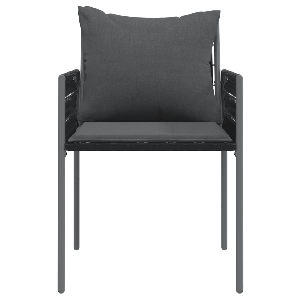 vidaXL Chaises de jardin avec coussins 4 pcs Noir 54x61x83 cm Résine tressée