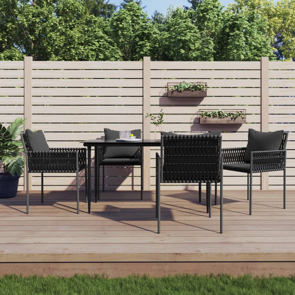 vidaXL Chaises de jardin avec coussins 4 pcs Noir 54x61x83 cm Résine tressée