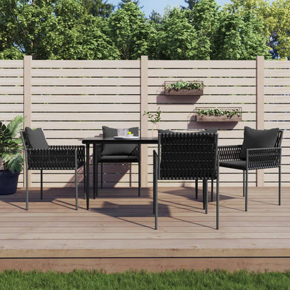 vidaXL Chaises de jardin avec coussins 4 pcs Noir 54x61x83 cm Résine tressée