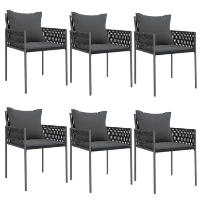 vidaXL Chaises de jardin avec coussins 6 pcs Noir 54x61x83 cm Résine tressée
