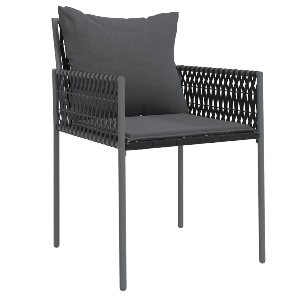 vidaXL Chaises de jardin avec coussins 6 pcs Noir 54x61x83 cm Résine tressée