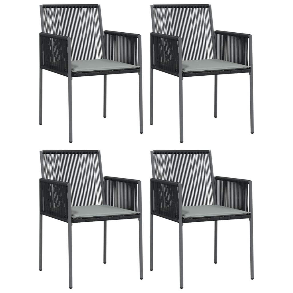 vidaXL Chaises de jardin avec coussins 4 pcs Noir 54x60,5x83,5 cm