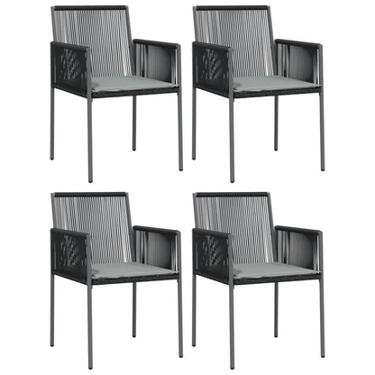 vidaXL Chaises de jardin avec coussins 4 pcs Noir 54x60,5x83,5 cm