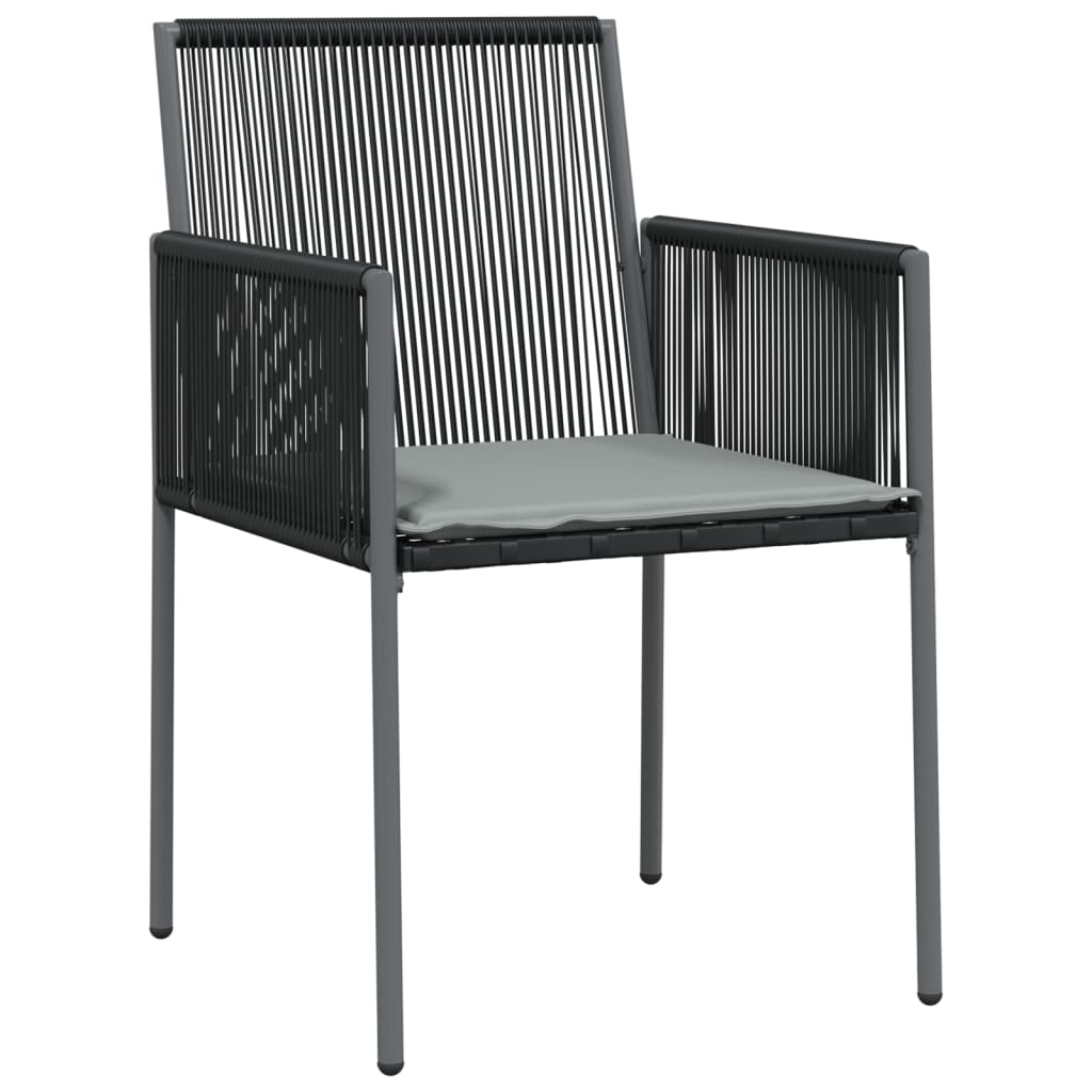 vidaXL Chaises de jardin avec coussins 4 pcs Noir 54x60,5x83,5 cm