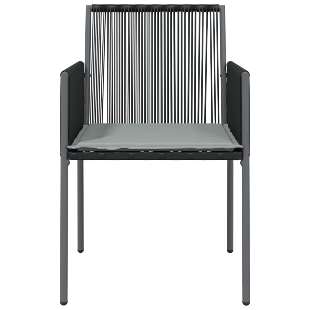 vidaXL Chaises de jardin avec coussins 4 pcs Noir 54x60,5x83,5 cm