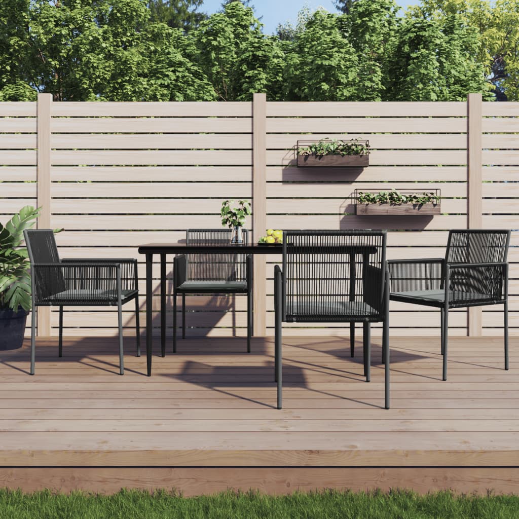 vidaXL Chaises de jardin avec coussins 4 pcs Noir 54x60,5x83,5 cm