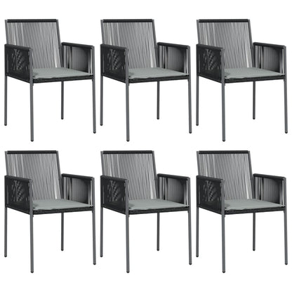 vidaXL Gartenstühle mit Kissen 6 Stk. Schwarz 54x60,5x83,5 cm