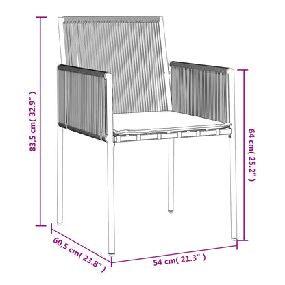 vidaXL Gartenstühle mit Kissen 6 Stk. Schwarz 54x60,5x83,5 cm