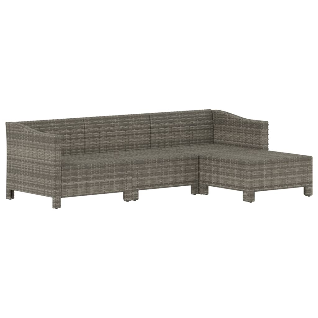 vidaXL Salon de jardin 4 pcs avec coussins Gris Résine tressée