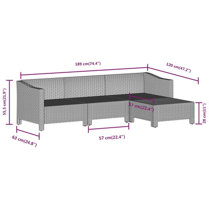 vidaXL Salon de jardin 4 pcs avec coussins Gris Résine tressée