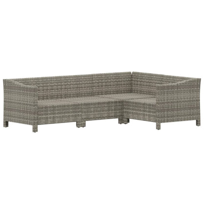 vidaXL Salon de jardin 4 pcs avec coussins Gris Résine tressée