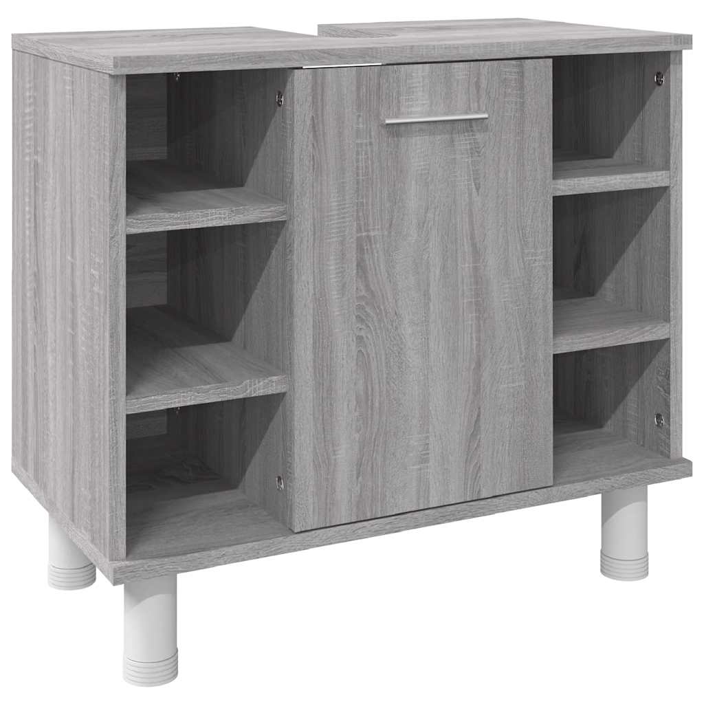vidaXL 3-tlg. Badmöbel-Set Grau Sonoma Holzwerkstoff