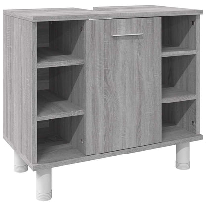 vidaXL 3-tlg. Badmöbel-Set Grau Sonoma Holzwerkstoff