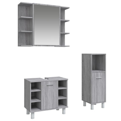 vidaXL Ensemble de meubles de salle de bain 3 pcs Gris Aggloméré Sonoma