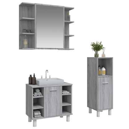 vidaXL Ensemble de meubles de salle de bain 3 pcs Gris Aggloméré Sonoma