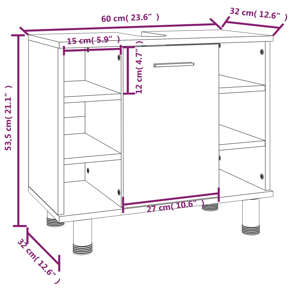 vidaXL 4-tlg. Badmöbel-Set Räuchereiche Holzwerkstoff