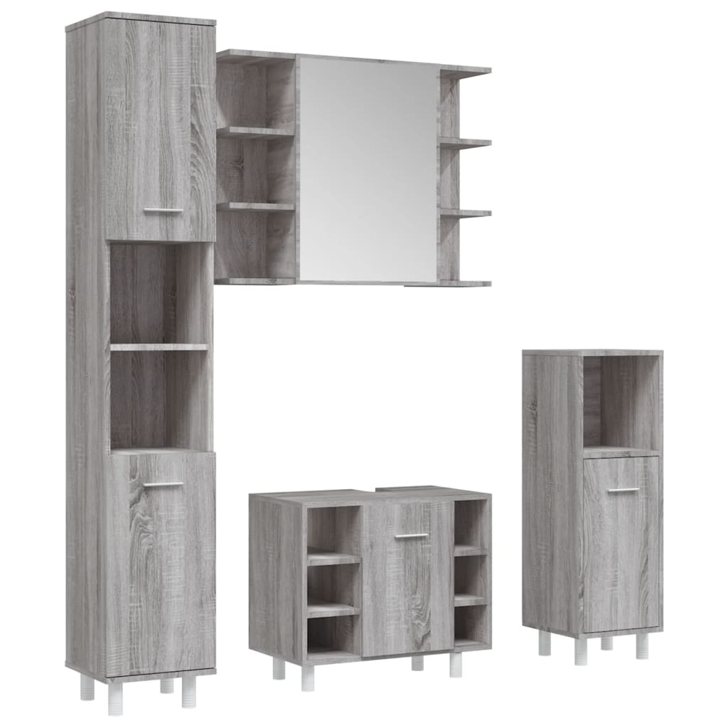 vidaXL Ensemble de meubles de salle de bain 4 pcs Gris Sonoma Aggloméré