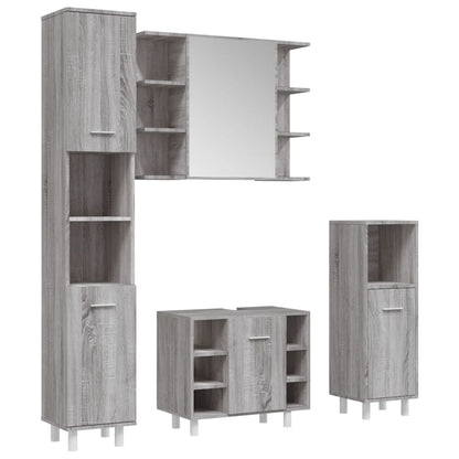 vidaXL Ensemble de meubles de salle de bain 4 pcs Gris Sonoma Aggloméré