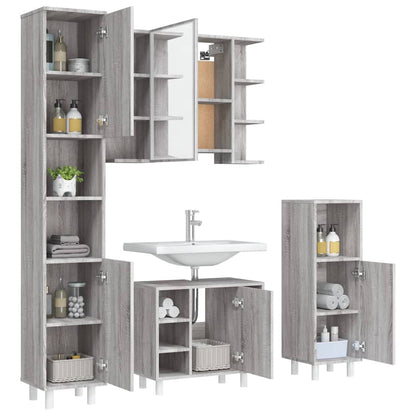 vidaXL Ensemble de meubles de salle de bain 4 pcs Gris Sonoma Aggloméré