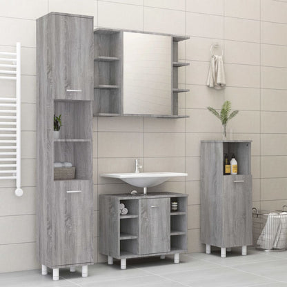 vidaXL Ensemble de meubles de salle de bain 4 pcs Gris Sonoma Aggloméré