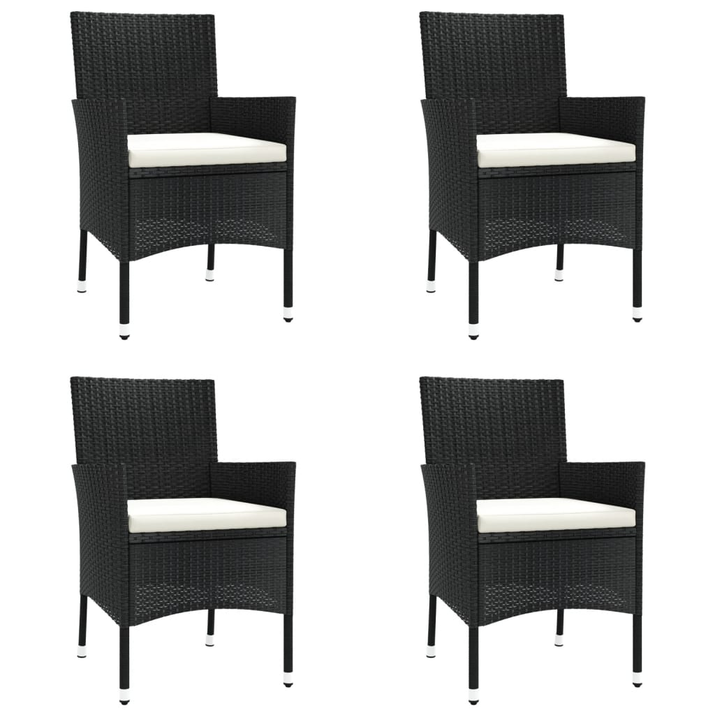 vidaXL 5-tlg. Garten-Essgruppe mit Kissen Schwarz Poly Rattan