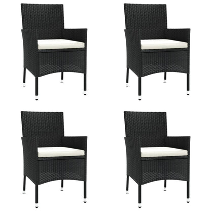 vidaXL 5-tlg. Garten-Essgruppe mit Kissen Schwarz Poly Rattan