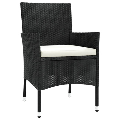 vidaXL 5-tlg. Garten-Essgruppe mit Kissen Schwarz Poly Rattan
