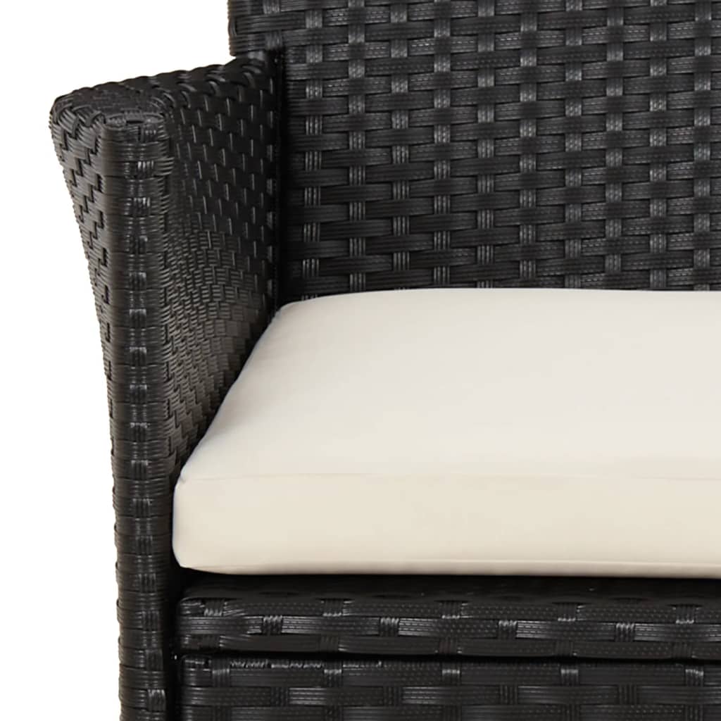 vidaXL 5-tlg. Garten-Essgruppe mit Kissen Schwarz Poly Rattan