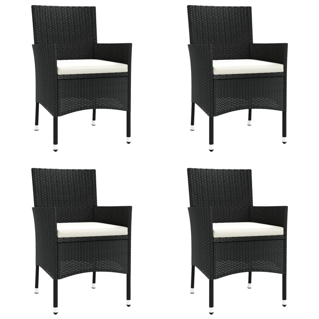 vidaXL 5-tlg. Garten-Essgruppe mit Kissen Schwarz Poly Rattan