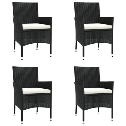 vidaXL 5-tlg. Garten-Essgruppe mit Kissen Schwarz Poly Rattan