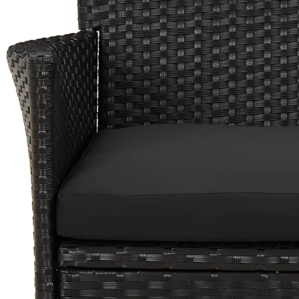 vidaXL 5-tlg. Garten-Essgruppe mit Kissen Schwarz Poly Rattan