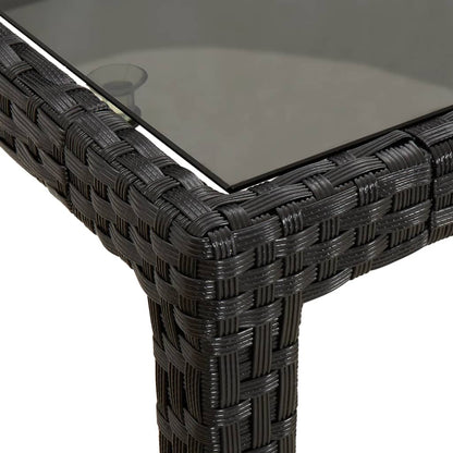 vidaXL 5-tlg. Garten-Essgruppe mit Kissen Schwarz Poly Rattan